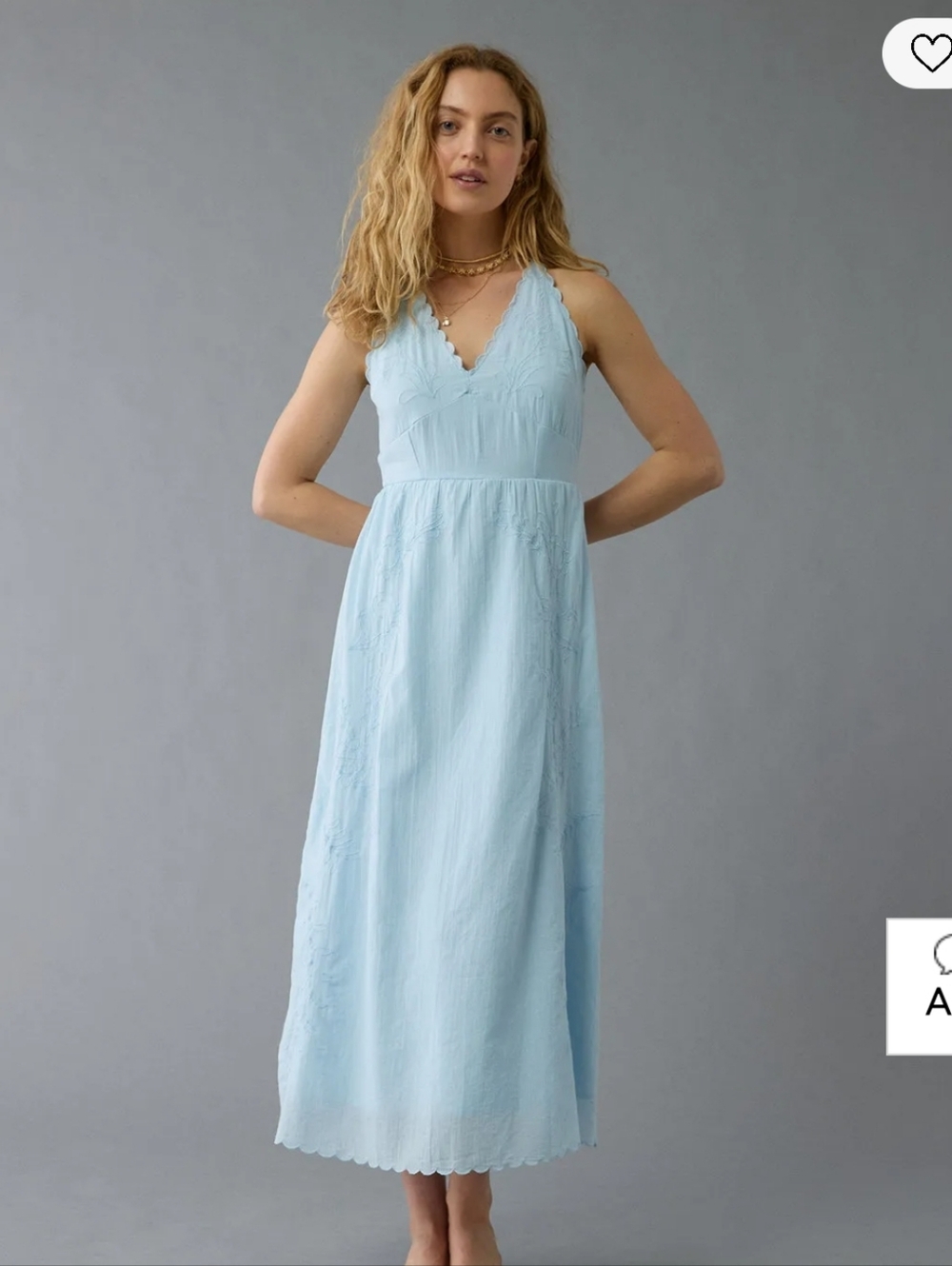 American Eagle Halter Embroidered Floral Maxi Dress - M